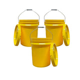 5 Gallon Outdoor Metal Handle Bucket with Lid, Yellow Color