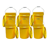 5 Gallon Outdoor Metal Handle Bucket with Lid, Yellow Color