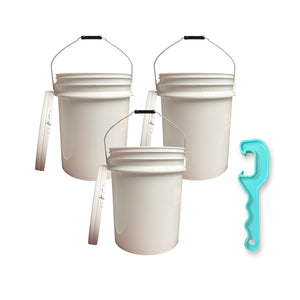 5-Gallon Bucket with Lid – 3 Pack + Bucket Opener Tool